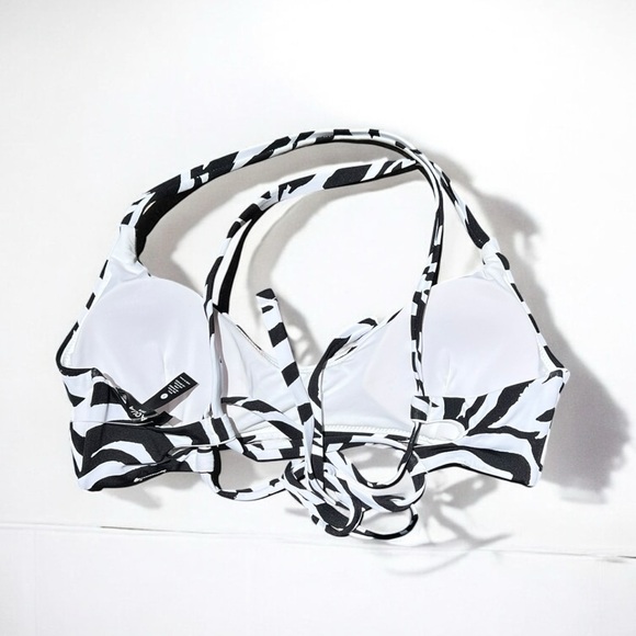 🌻NEW w/tags AQUA Swim Zebra Animal Print B&W Bralette Bikini Top Size Small - Picture 6 of 10
